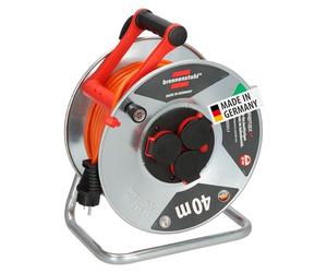 Brennenstuhl Garant S V2 IP44 - Carrete alargador de cable para exteriores (40 m, fabricado en Alemania, cable de color naranja, de chapa de acero, uso a corto plazo en exteriores)