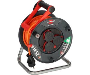 Brennenstuhl Garant V2 IP44 Enrollacables 25m exterior (Fabricado en Alemania, 3 conexión a tierra-enchufes, protección contra sobrecalentamiento, uso a corto plazo en exteriores)