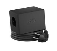 Brennenstuhl Hugo! ONE 2nd Gen - Enchufe con USB C 20 W PD, cargador inalámbrico (regleta USB C, interruptor táctil, estación de carga inductiva con cable de 2 m), color negro