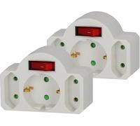 Brennenstuhl Juego de 2 adaptadores múltiples, Adaptador de Enchufe de 3 Tomas con Interruptor