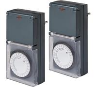 Brennenstuhl Juego de 2 Unidades Temporizador MZ 44 / Enchufe programable de Temporizador mecánico (Temporizador Diario, protección IP44 para Uso en Exteriores) Negro