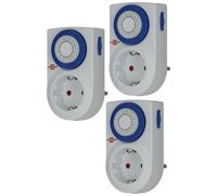 Brennenstuhl Juego de 3 Unidades Temporizador MMZ 20 / Enchufe programable de Temporizador mecánico (Temporizador mécanico, Programador Diario, Enchufe con protección de Contacto) Blanco