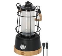 Brennenstuhl linterna camping recargable/lámpara de camping CAL 1 AC con cuerda de cáñamo y base de bambú (350lm, IP44, hasta 75h de iluminación, luz regulable, power bank) USB C