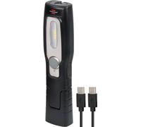 Brennenstuhl Linterna de taller LED recargable HL 201 A/Linterna mecánica LED con batería recargable (250 + 70lm, base articulada, con imán y gancho, incluye cable USB C)