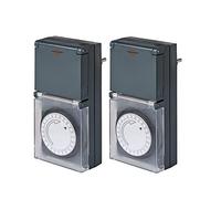 Brennenstuhl MZ 44 - Enchufe Con Temporizador Mecánico Diario (Protección IP44, Mayor Protección Táctil y Cubierta Protectora), Negro (2 Unidades)