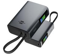Brennenstuhl Powerbank PB10k 10.000mAh (Power Bank mit 2 USB C 35W PD Schnellladung, USB Ladegerät mit integriertem USB C Kabel kompatibel mit iPhone 17/16/15/14/13/12 und Android, Reise Gadgets)