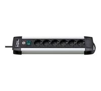 Brennenstuhl Premium-Alu-Line Regleta de Enchufes con 6 Tomas de Corriente 3m Plateado/Negro