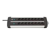 Brennenstuhl Premium-Alu-Line Regleta Enchufes con 16 Tomas e Interruptor Iluminado 3m Negro/Plata