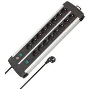 Brennenstuhl Premium-ALU-Line regleta enchufes con 16 Tomas y Interruptor Individual (Cable de 3m, 2X Interruptor Iluminado, Fabricado en Alemania)