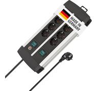 Brennenstuhl Premium-Alu-Line regleta enchufes con 8 tomas y interruptor individual (cable de 3 m, 2x interruptor iluminado, Fabricado en Alemania)