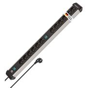 Brennenstuhl Premium-ALU-Line regleta enchufes de 12 Tomas/regleta de Aluminio con interruptores Individuales (Enchufe múltiple con 2X Interruptor, Cable de 3 m, Fabricado en Alemania)
