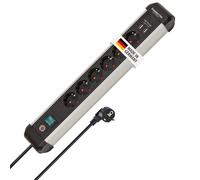 Brennenstuhl Premium-ALU-Line regleta enchufes de 6 Tomas/regleta con USB de Aluminio (Enchufe múltiple con USB, Interruptor, Cable de 3 m, Fabricado en Alemania)
