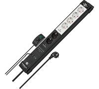 Brennenstuhl Premium-Line Comfort Switch Plus regleta enchufes con 6 Tomas - 2X permanentes y 4X conmutables (Cable de 3m, Interruptor de Mano/pie conexión RJ-11, Fabricado en Alemania) Negro/Gris
