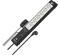 Brennenstuhl Premium-Line Comfort Switch Plus regleta enchufes con 6 Tomas de Corriente (Cable de 3m, Interruptor Adicional de Mano/pie Mediante conexión RJ-11, Fabricado en Alemania) Negro/Gris