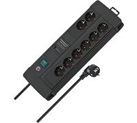 Brennenstuhl Premium-Line Duo regleta enchufes de 8 Tomas con protección contra sobretensiones (Cable de 3 m, Interruptor, protección hasta 60.000 A, Fabricado en Alemania) Negro