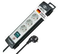 Brennenstuhl Premium-Line regleta de enchufes con 4 Tomas de Corriente (Cable de 1,8m, con Interruptor, montable, Fabricado en Alemania) Negro/Gris