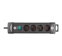 Brennenstuhl Premium-Line regleta de enchufes con 4 Tomas de Corriente (Cable de 1,8m, con Interruptor, ángulo de 45° de Las Tomas de Contacto de protección, Fabricado en Alemania) Negro