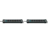 Brennenstuhl Premium-Line regleta de enchufes con 6 Tomas de Corriente (Cable de 3 m, con Interruptor, Fabricado en Alemania) Negro (Paquete de 2)