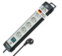Brennenstuhl Premium-Line regleta de enchufes con 6 Tomas de Corriente (Cable de 5m, con Interruptor, montable, Fabricado en Alemania) Negro/Gris