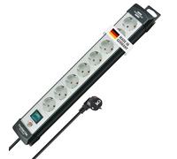 Brennenstuhl Premium-Line regleta de enchufes con 8 Tomas de Corriente (Cable de 5m, con Interruptor, montable, Fabricado en Alemania) Negro/Gris