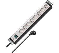 Brennenstuhl Premium-Line regleta enchufes 19" para armario rack con 8 tomas de corriente (cable de 3 m, unidad de distribución, 19" formato para montaje, con interruptor)