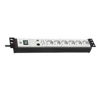 Brennenstuhl Premium-Line regleta enchufes con 6 tomas y protector sobretensiones (formato 19", interruptor, cable de 3m, protección antirayos hasta 30.000 A) negro/gris