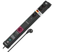 Brennenstuhl Premium-Line regleta enchufes de 5 Tomas con protección contra sobretensiones y función Main-Follow (Cable de 3m, Interruptor, protección hasta 60.000A, Fabricado en Alemania) Negro