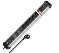 Brennenstuhl Premium-Protect-Line regleta enchufes con 6 tomas, protección contra sobretensiones y cargador tipo C (USB de carga rápida, 1x USB Power Delivery tipo C, 1x tipo A, cable de 3m)