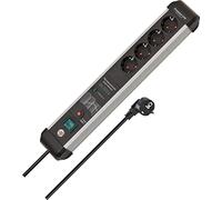 Brennenstuhl Premium-Protect-Line regleta enchufes de 4 Tomas con protección contra sobretensiones hasta 60.000 A (Cable de 3 m, Interruptor, Fabricado en Alemania) Plateado/Negro
