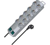Brennenstuhl Primera-Line regleta enchufes con 10 Tomas Corriente y 2 interruptores Individuales (Cable de 2 m, Interruptor Iluminado, montable) Plateado