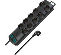 Regleta Primera-Line 10 tomas negro 2m H05VV-F 3G1,5 interruptor cada 5 tomas