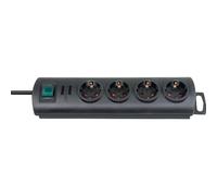 Regleta Primera-Line 4 tomas negro 1,5m H05VV-F 3G1,5