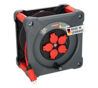 Brennenstuhl Professional KA 5110 5 IP44 carrete para instalación de construcción, cable BQ de 50 m en rojo, 5 enchufes de seguridad, uso en obra y exterior permanente, fabricado en Alemania