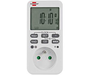 Brennenstuhl Programador semanal Digital DZL 2016 / Enchufe programable semanal Digital (10 programas, Temporizador de Cuenta atrás, reproducción aleatoria, Copia de Seguridad de Datos) Blanco