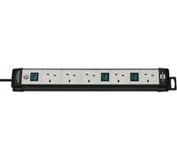 BRENNENSTUHL Regleta 5 Tomas con Interruptor, 3m, Negra/Gris