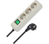 BRE 1152350015 - Regleta, 3 tomas, 1,5 m, con interruptor, gris claro