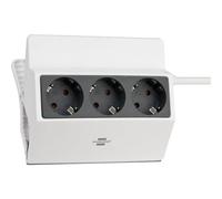 Brennenstuhl regleta de enchufes con 3 Tomas de Corriente para Fijar (Cable de 3 m, Montaje sin perforación, Ancho de sujeción 5 cm, protección contra Contacto Accidental) Blanco/Antracita