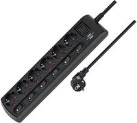 Brennenstuhl regleta de enchufes con 6 Tomas de Corriente (regleta eléctrica con 1x Interruptor Principal y 6X interruptores para aparatos, Cable de 2m, Mayor protección contra contactos) Negro