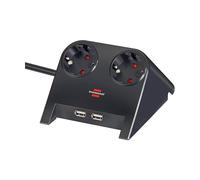 Brennenstuhl Regleta de enchufes de escritorio con 2 enchufes y USB, color negro (1,8 metros)