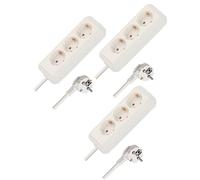 Brennenstuhl Regleta de enchufes Eco-Line de 3 Tomas, Juego de 3 Unidades (regleta con protección Reforzada contra el Contacto Accidental y Cable de 1,5 m) Color Blanco