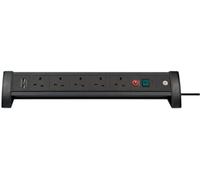 BRENNENSTUHL Regleta de Sobremesa Premium FB, 5 enchufes con USB, 3m, Negro