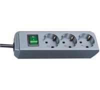 BRENNENSTUHL Regleta Eco-Line 3 Enchufes con Interruptor, 1,5m, Gris
