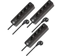 Brennenstuhl Regleta Ecolor 4 Piezas de 3 (Enchufe múltiple con Interruptor y Cable de 1,5 m) Negro