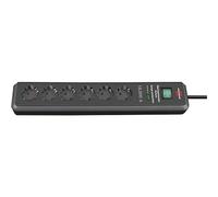 Brennenstuhl Secure-Tec regleta de enchufes con 4 Tomas de Corriente y protección contra sobretensiones (Cable de 2m, Interruptor, protección sobretensión hasta 19.500A) Antracita