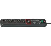 Brennenstuhl Secure-Tec regleta de enchufes con 6 Tomas de Corriente, protección contra sobretensión y función Main-Follow (Cable de 3m, Interruptor) Antracita
