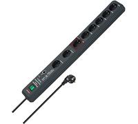 Brennenstuhl Secure-Tec regleta enchufes con 8 Tomas de Corriente, protección contra sobretensión y función Main-Follow (Cable de 3m, Interruptor) Antracita