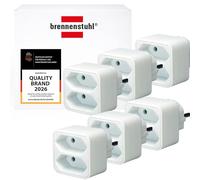 Brennenstuhl Set de 6 adaptadores de Enchufe (Adaptador de Enchufe Euro Doble con protección de Contacto Mejorada) Blanco