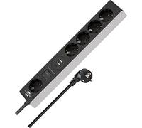 Brennenstuhl regleta enchufes de 5 tomas de corriente y 2 USB 2,4 A con cargador USB C (regleta enchufes USB C de carga rápida, 1x USB C Power Delivery, 2x USB 2,4 A, 1,5m cable, interruptor)