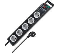 Brennenstuhl Super-Solid regleta enchufes con 5 Tomas de Corriente y Carcasa Estable de policarbonato (Cable de 2,5 m, para Interiores) Negro/Gris