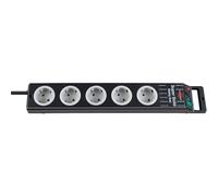 Brennenstuhl Super-Solid regleta enchufes con 5 Tomas de Corriente y Carcasa Estable de policarbonato (Cable de 2,5 m, para Interiores) Negro/Gris